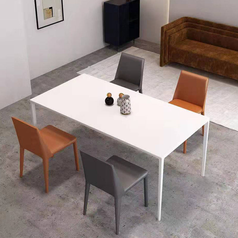 Modern Rectangle Dining Table Sintered Stone Dining Table with 4 Metal Legs White White Clearhalo ' dining_table' 'Dining Tables & Seating' 'Dining Tables' 'Furniture' 'furniture_dining_table' 'Kitchen & Dining Furniture' 'kitchen&dining_furn' 'kitchen' 'kitchen_dining_table' 3600683