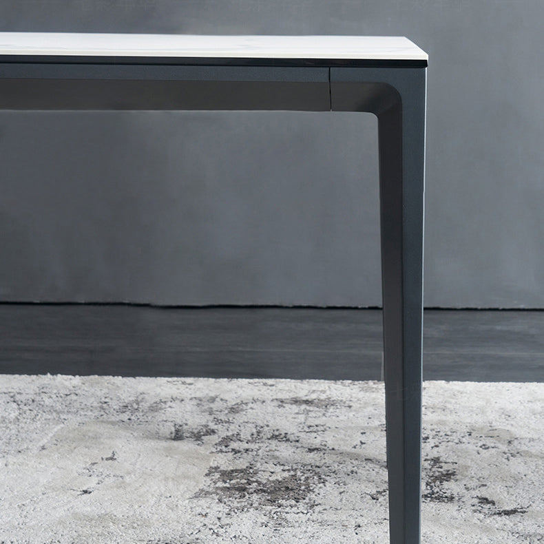 Modern Rectangle Dining Table Sintered Stone Dining Table with 4 Metal Legs Clearhalo ' dining_table' 'Dining Tables & Seating' 'Dining Tables' 'Furniture' 'furniture_dining_table' 'Kitchen & Dining Furniture' 'kitchen&dining_furn' 'kitchen' 'kitchen_dining_table' 3600688
