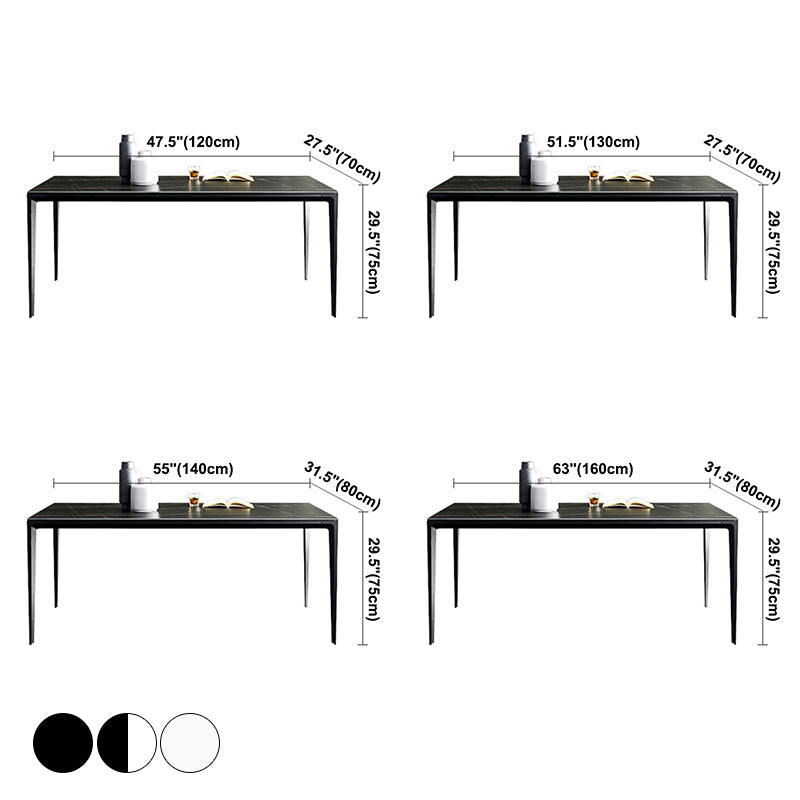 Modern Rectangle Dining Table Sintered Stone Dining Table with 4 Metal Legs Clearhalo ' dining_table' 'Dining Tables & Seating' 'Dining Tables' 'Furniture' 'furniture_dining_table' 'Kitchen & Dining Furniture' 'kitchen&dining_furn' 'kitchen' 'kitchen_dining_table' 3600689