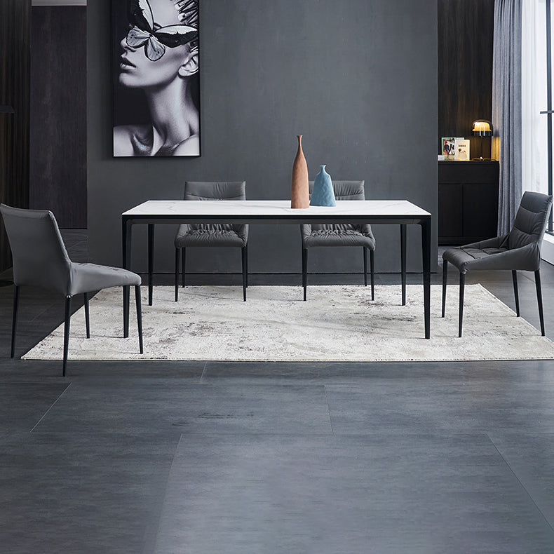 Modern Rectangle Dining Table Sintered Stone Dining Table with 4 Metal Legs Clearhalo ' dining_table' 'Dining Tables & Seating' 'Dining Tables' 'Furniture' 'furniture_dining_table' 'Kitchen & Dining Furniture' 'kitchen&dining_furn' 'kitchen' 'kitchen_dining_table' 3600691