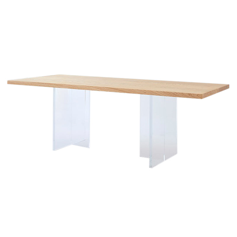 Rectangle Solid Wood Brown Tone Dining Table Simplicity Double Pedestal Table for Dining Room Without Chairs Clearhalo ' dining_table' 'Dining Tables & Seating' 'Dining Tables' 'furn' 'furn_dining_table' 'Furniture' 'furniture_dining_table' 'Kitchen & Dining Furniture' 'kitchen&dining_furn' 'kitchen' 'kitchen_dining_table' 3600696