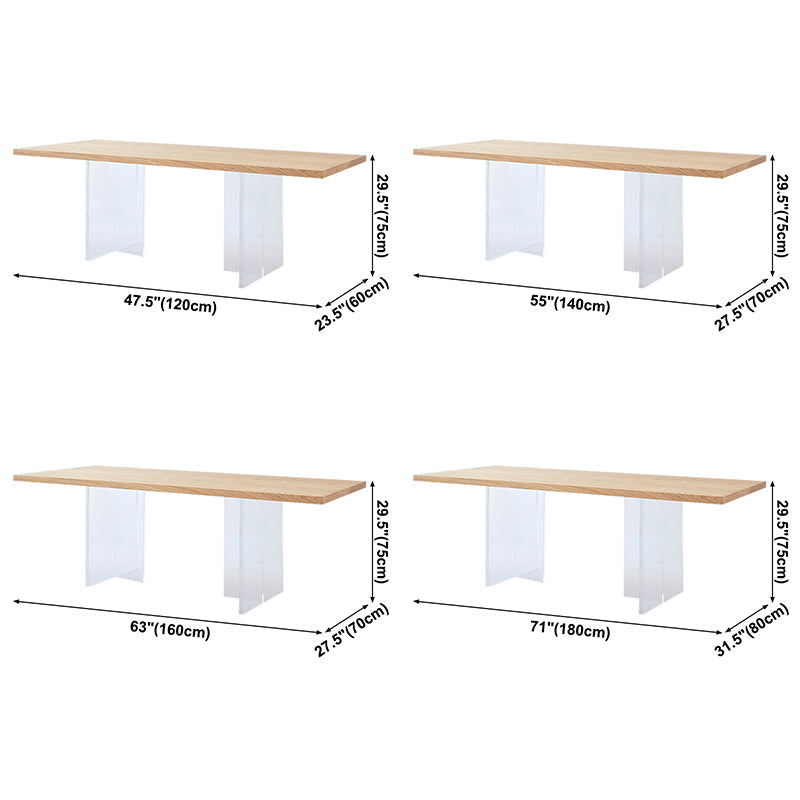 Rectangle Solid Wood Brown Tone Dining Table Simplicity Double Pedestal Table for Dining Room Clearhalo ' dining_table' 'Dining Tables & Seating' 'Dining Tables' 'furn' 'furn_dining_table' 'Furniture' 'furniture_dining_table' 'Kitchen & Dining Furniture' 'kitchen&dining_furn' 'kitchen' 'kitchen_dining_table' 3600697