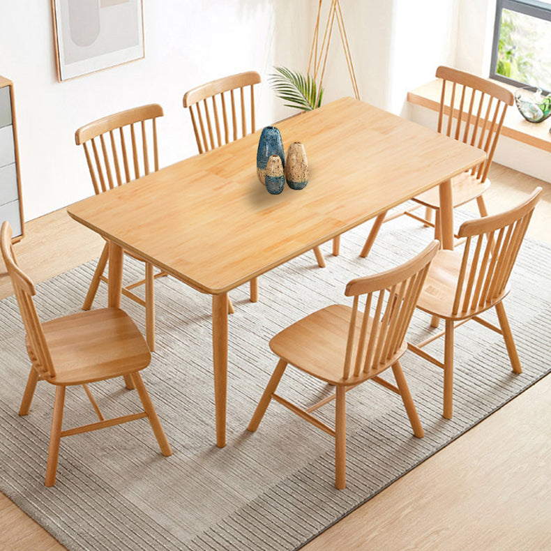 Rectangle 4 Legs Modern Dining Table Wood Color Fixed Table with Solid Wood Clearhalo ' dining_table' 'Dining Tables & Seating' 'Dining Tables' 'furn' 'furn_dining_table' 'Furniture' 'furniture_dining_table' 'Kitchen & Dining Furniture' 'kitchen&dining_furn' 'kitchen' 'kitchen_dining_table' 3600704