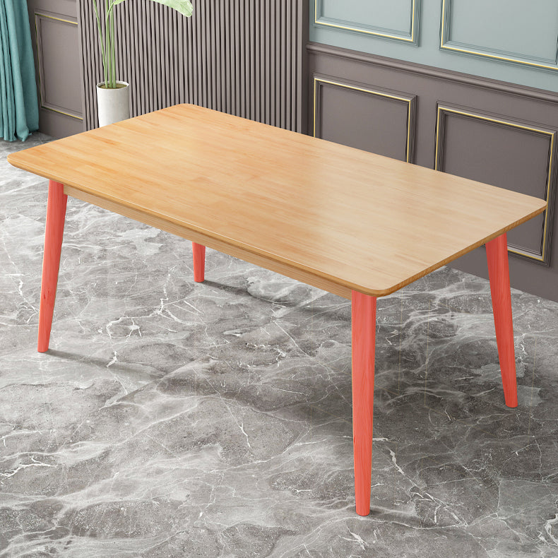 Rectangle 4 Legs Modern Dining Table Wood Color Fixed Table with Solid Wood Clearhalo ' dining_table' 'Dining Tables & Seating' 'Dining Tables' 'furn' 'furn_dining_table' 'Furniture' 'furniture_dining_table' 'Kitchen & Dining Furniture' 'kitchen&dining_furn' 'kitchen' 'kitchen_dining_table' 3600714