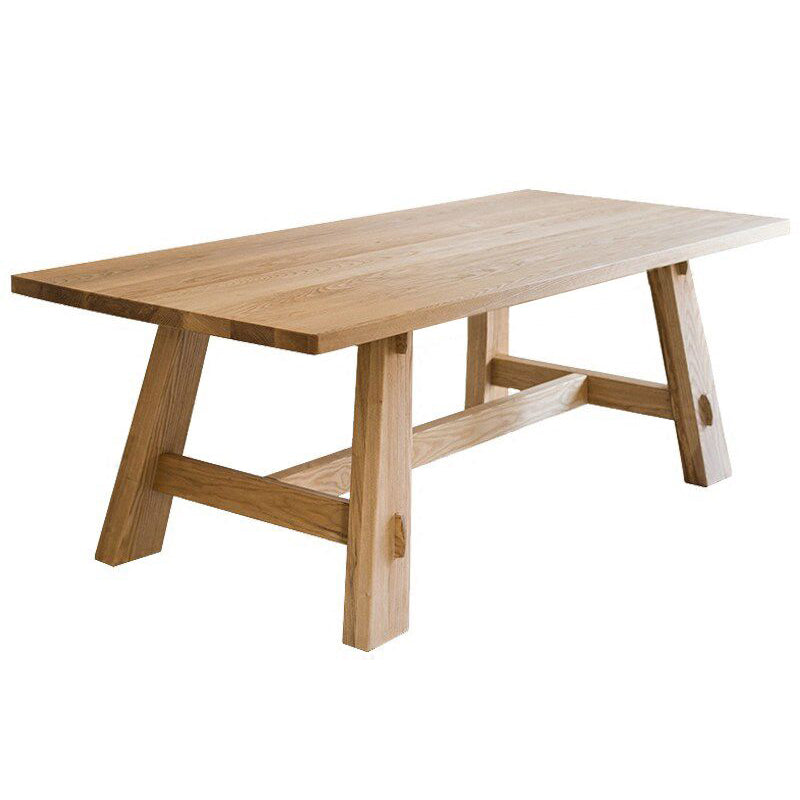 Modern Khaki Kitchen Dining Table Solid Wood Rectangle Shape Dining Table with Trestle Base Without Chairs Clearhalo ' dining_table' 'Dining Tables & Seating' 'Dining Tables' 'furn' 'furn_dining_table' 'Furniture' 'furniture_dining_table' 'Kitchen & Dining Furniture' 'kitchen&dining_furn' 'kitchen' 'kitchen_dining_table' 3600719