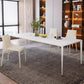 Modern Rectangle Dining Table Sintered Stone Dining Table with 4 White Legs for Home Kitchen Dinner Clearhalo ' dining_table' 'Dining Tables & Seating' 'Dining Tables' 'Furniture' 'furniture_dining_table' 'Kitchen & Dining Furniture' 'kitchen&dining_furn' 'kitchen' 'kitchen_dining_table' 3600742