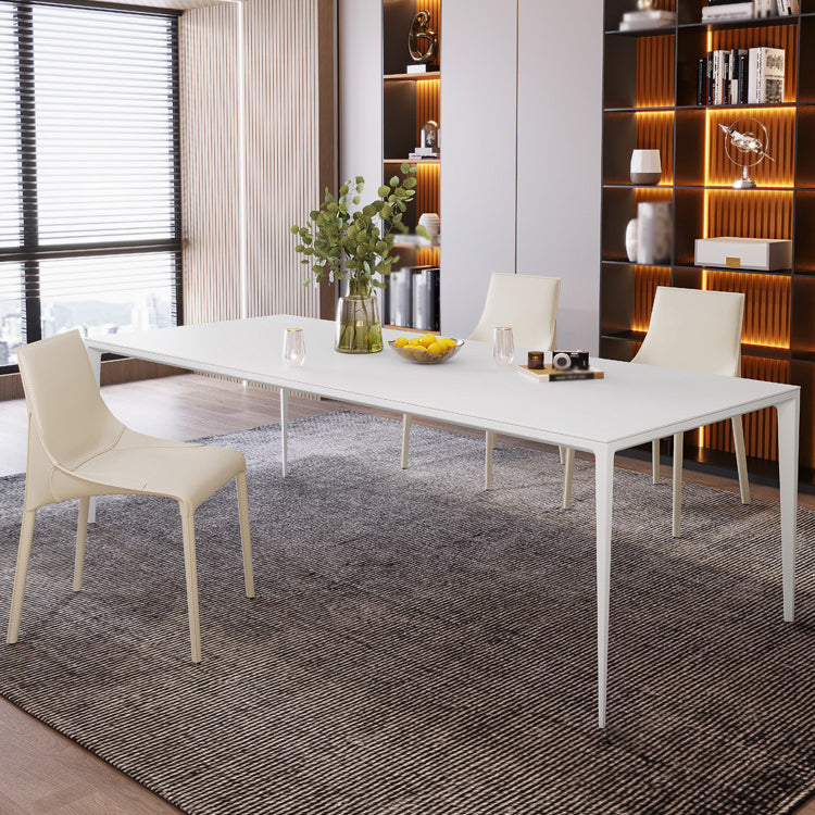 Modern Rectangle Dining Table Sintered Stone Dining Table with 4 White Legs for Home Kitchen Dinner Clearhalo ' dining_table' 'Dining Tables & Seating' 'Dining Tables' 'Furniture' 'furniture_dining_table' 'Kitchen & Dining Furniture' 'kitchen&dining_furn' 'kitchen' 'kitchen_dining_table' 3600742