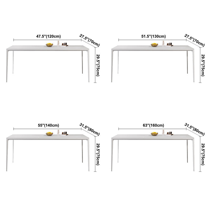 Modern Rectangle Dining Table Sintered Stone Dining Table with 4 White Legs for Home Kitchen Dinner Clearhalo ' dining_table' 'Dining Tables & Seating' 'Dining Tables' 'Furniture' 'furniture_dining_table' 'Kitchen & Dining Furniture' 'kitchen&dining_furn' 'kitchen' 'kitchen_dining_table' 3600750