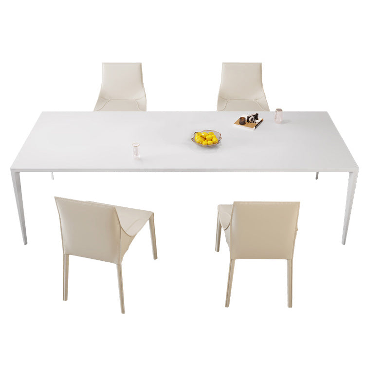 Modern Rectangle Dining Table Sintered Stone Dining Table with 4 White Legs for Home Kitchen Dinner Clearhalo ' dining_table' 'Dining Tables & Seating' 'Dining Tables' 'Furniture' 'furniture_dining_table' 'Kitchen & Dining Furniture' 'kitchen&dining_furn' 'kitchen' 'kitchen_dining_table' 3600752