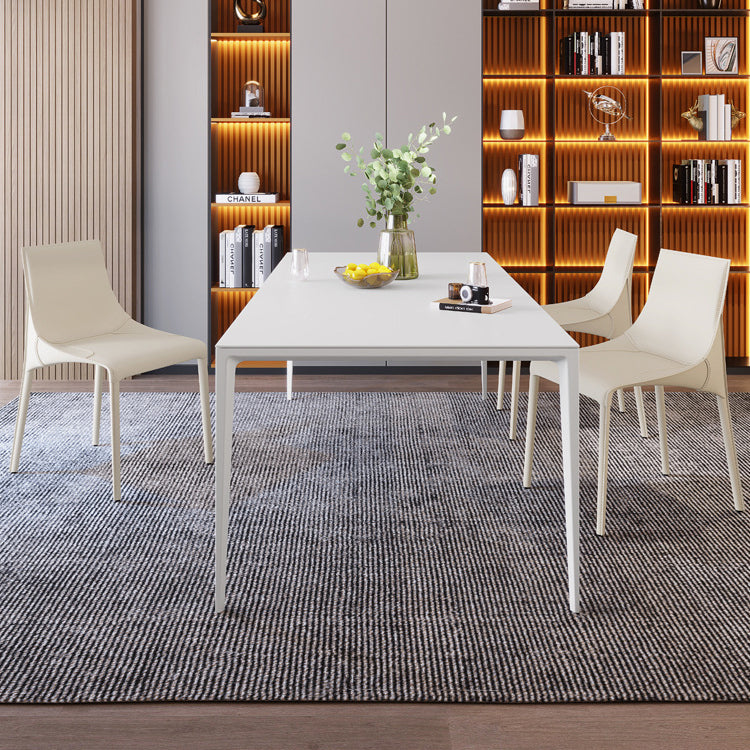 Modern Rectangle Dining Table Sintered Stone Dining Table with 4 White Legs for Home Kitchen Dinner Clearhalo ' dining_table' 'Dining Tables & Seating' 'Dining Tables' 'Furniture' 'furniture_dining_table' 'Kitchen & Dining Furniture' 'kitchen&dining_furn' 'kitchen' 'kitchen_dining_table' 3600754