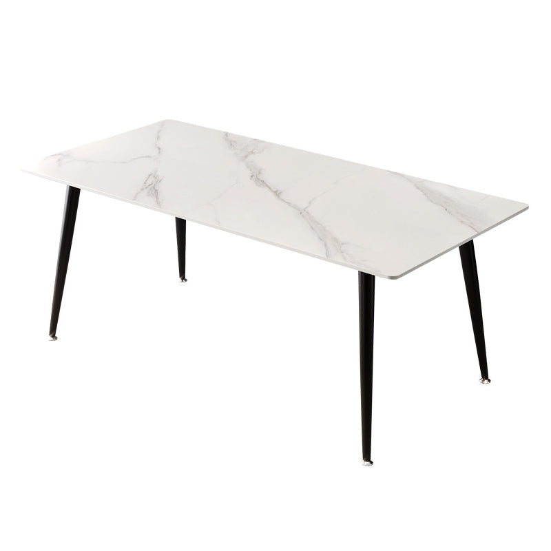 Modern Rectangle Dining Table Sintered Stone Dining Table with 4 Legs for Home Kitchen Dinner White Without Chairs Clearhalo ' dining_table' 'Dining Tables & Seating' 'Dining Tables' 'furn' 'furn_dining_table' 'Furniture' 'furniture_dining_table' 'Kitchen & Dining Furniture' 'kitchen&dining_furn' 'kitchen' 'kitchen_dining_table' 3600776
