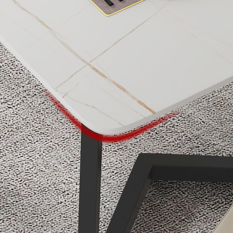 Modern Rectangle Dining Table Sintered Stone Dining Table with Double Pedestal Clearhalo ' dining_table' 'Dining Tables & Seating' 'Dining Tables' 'furn' 'furn_dining_table' 'Furniture' 'furniture_dining_table' 'Kitchen & Dining Furniture' 'kitchen&dining_furn' 'kitchen' 'kitchen_dining_table' 3600800