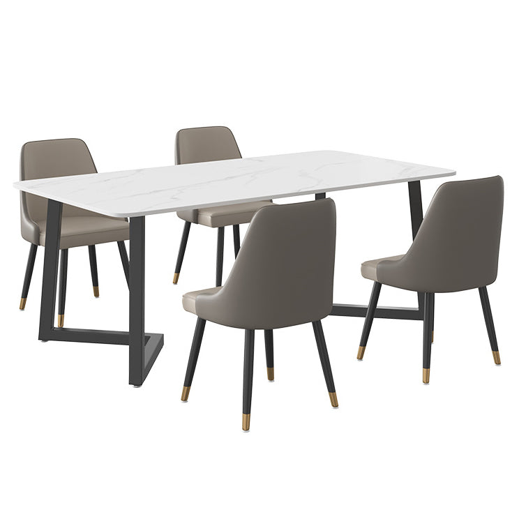 Modern Rectangle Dining Table Sintered Stone Dining Table with Double Pedestal Clearhalo ' dining_table' 'Dining Tables & Seating' 'Dining Tables' 'furn' 'furn_dining_table' 'Furniture' 'furniture_dining_table' 'Kitchen & Dining Furniture' 'kitchen&dining_furn' 'kitchen' 'kitchen_dining_table' 3600804