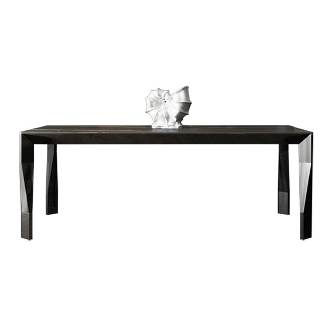 Modern Style Sintered Stone Dining Table Black Rectangle Kitchen Table with 4 Legs Without Chairs Clearhalo ' dining_table' 'Dining Tables & Seating' 'Dining Tables' 'furn' 'furn_dining_table' 'Furniture' 'furniture_dining_table' 'Kitchen & Dining Furniture' 'kitchen&dining_furn' 'kitchen' 'kitchen_dining_table' 3600819