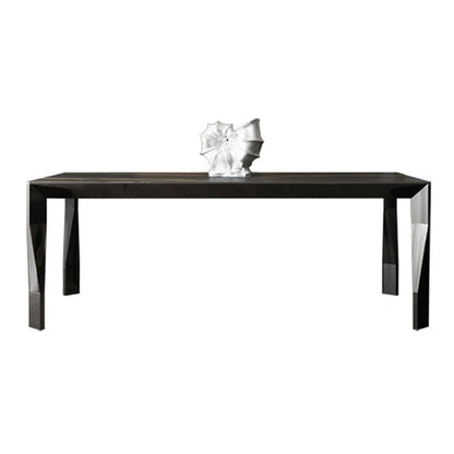 Modern Style Sintered Stone Dining Table Black Rectangle Kitchen Table with 4 Legs Without Chairs Clearhalo ' dining_table' 'Dining Tables & Seating' 'Dining Tables' 'furn' 'furn_dining_table' 'Furniture' 'furniture_dining_table' 'Kitchen & Dining Furniture' 'kitchen&dining_furn' 'kitchen' 'kitchen_dining_table' 3600819