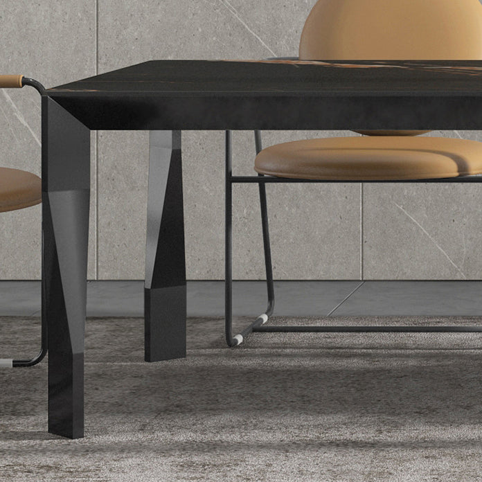 Modern Style Sintered Stone Dining Table Black Rectangle Kitchen Table with 4 Legs Clearhalo ' dining_table' 'Dining Tables & Seating' 'Dining Tables' 'furn' 'furn_dining_table' 'Furniture' 'furniture_dining_table' 'Kitchen & Dining Furniture' 'kitchen&dining_furn' 'kitchen' 'kitchen_dining_table' 3600822