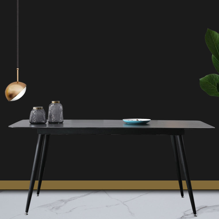 Modern Rectangle Dining Table Sintered Stone Dining Table with 4 Black Legs for Home Kitchen Dinner Clearhalo ' dining_table' 'Dining Tables & Seating' 'Dining Tables' 'furn' 'furn_dining_table' 'Furniture' 'furniture_dining_table' 'Kitchen & Dining Furniture' 'kitchen&dining_furn' 'kitchen' 'kitchen_dining_table' 3600829
