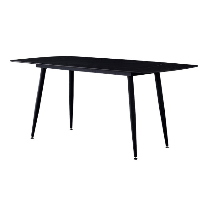 Modern Rectangle Dining Table Sintered Stone Dining Table with 4 Black Legs for Home Kitchen Dinner Black Without Chairs Clearhalo ' dining_table' 'Dining Tables & Seating' 'Dining Tables' 'furn' 'furn_dining_table' 'Furniture' 'furniture_dining_table' 'Kitchen & Dining Furniture' 'kitchen&dining_furn' 'kitchen' 'kitchen_dining_table' 3600831