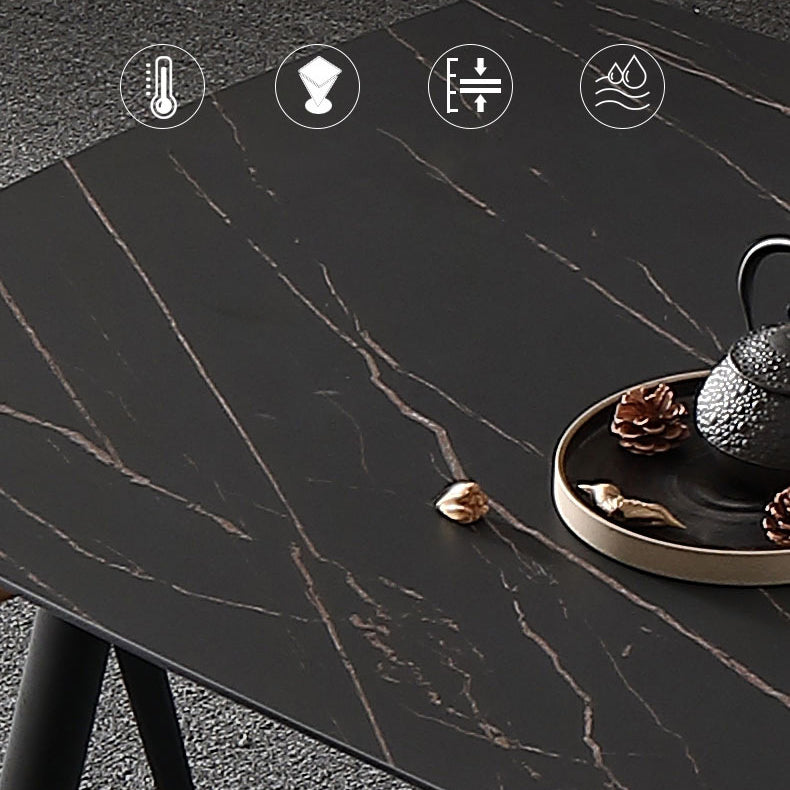 Modern Rectangle Dining Table Sintered Stone Dining Table with 4 Black Legs for Home Kitchen Dinner Clearhalo ' dining_table' 'Dining Tables & Seating' 'Dining Tables' 'furn' 'furn_dining_table' 'Furniture' 'furniture_dining_table' 'Kitchen & Dining Furniture' 'kitchen&dining_furn' 'kitchen' 'kitchen_dining_table' 3600832