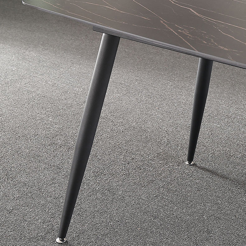 Modern Rectangle Dining Table Sintered Stone Dining Table with 4 Black Legs for Home Kitchen Dinner Clearhalo ' dining_table' 'Dining Tables & Seating' 'Dining Tables' 'furn' 'furn_dining_table' 'Furniture' 'furniture_dining_table' 'Kitchen & Dining Furniture' 'kitchen&dining_furn' 'kitchen' 'kitchen_dining_table' 3600833