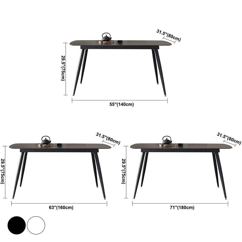 Modern Rectangle Dining Table Sintered Stone Dining Table with 4 Black Legs for Home Kitchen Dinner Clearhalo ' dining_table' 'Dining Tables & Seating' 'Dining Tables' 'furn' 'furn_dining_table' 'Furniture' 'furniture_dining_table' 'Kitchen & Dining Furniture' 'kitchen&dining_furn' 'kitchen' 'kitchen_dining_table' 3600836