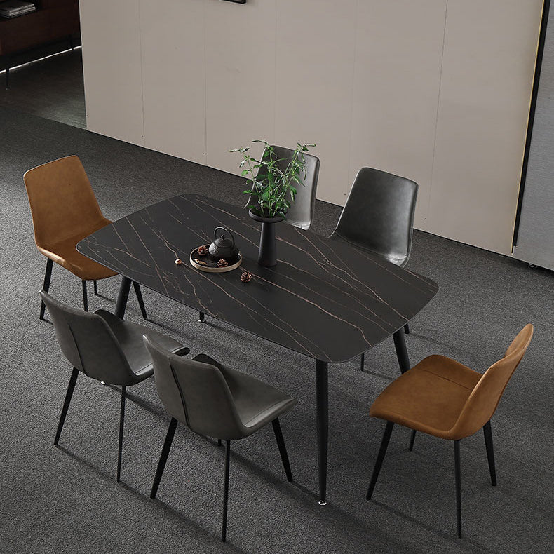 Modern Rectangle Dining Table Sintered Stone Dining Table with 4 Black Legs for Home Kitchen Dinner Clearhalo ' dining_table' 'Dining Tables & Seating' 'Dining Tables' 'furn' 'furn_dining_table' 'Furniture' 'furniture_dining_table' 'Kitchen & Dining Furniture' 'kitchen&dining_furn' 'kitchen' 'kitchen_dining_table' 3600837