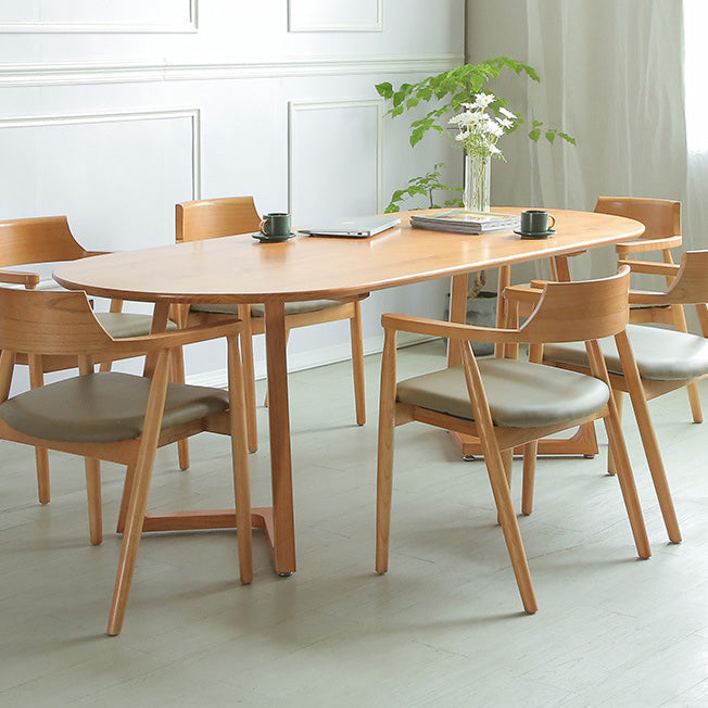 Modern Oval Dining Table Pine Solid Wood Table with Double Pedestal for Home Kitchen Dinner Clearhalo ' dining_table' 'Dining Tables & Seating' 'Dining Tables' 'furn' 'furn_dining_table' 'Furniture' 'furniture_dining_table' 'Kitchen & Dining Furniture' 'kitchen&dining_furn' 'kitchen' 'kitchen_dining_table' 3600840