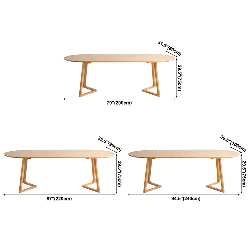 Modern Oval Dining Table Pine Solid Wood Table with Double Pedestal for Home Kitchen Dinner Clearhalo ' dining_table' 'Dining Tables & Seating' 'Dining Tables' 'furn' 'furn_dining_table' 'Furniture' 'furniture_dining_table' 'Kitchen & Dining Furniture' 'kitchen&dining_furn' 'kitchen' 'kitchen_dining_table' 3600847
