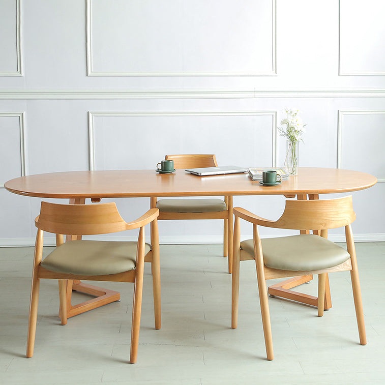 Modern Oval Dining Table Pine Solid Wood Table with Double Pedestal for Home Kitchen Dinner Clearhalo ' dining_table' 'Dining Tables & Seating' 'Dining Tables' 'furn' 'furn_dining_table' 'Furniture' 'furniture_dining_table' 'Kitchen & Dining Furniture' 'kitchen&dining_furn' 'kitchen' 'kitchen_dining_table' 3600848