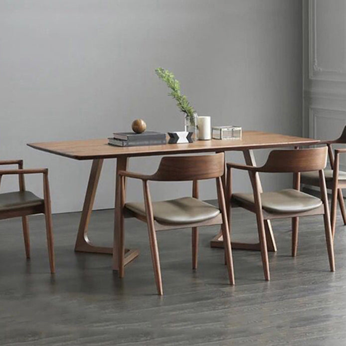 Modern Rectangle Dining Table Pine Solid Wood Table with Double Pedestal for Home Kitchen Dinner Clearhalo ' dining_table' 'Dining Tables & Seating' 'Dining Tables' 'furn' 'furn_dining_table' 'Furniture' 'furniture_dining_table' 'Kitchen & Dining Furniture' 'kitchen&dining_furn' 'kitchen' 'kitchen_dining_table' 3600854