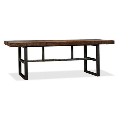 Contemporary Brown Kitchen Dining Table Rectangle Solid Wood Dining Table with Trestle Base Without Chairs Clearhalo ' dining_table' 'Dining Tables & Seating' 'Dining Tables' 'furn' 'furn_dining_table' 'Furniture' 'furniture_dining_table' 'Kitchen & Dining Furniture' 'kitchen&dining_furn' 'kitchen' 'kitchen_dining_table' 3600890