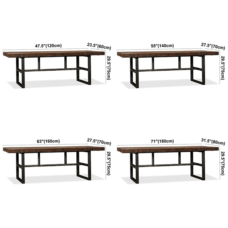 Contemporary Brown Kitchen Dining Table Rectangle Solid Wood Dining Table with Trestle Base Clearhalo ' dining_table' 'Dining Tables & Seating' 'Dining Tables' 'furn' 'furn_dining_table' 'Furniture' 'furniture_dining_table' 'Kitchen & Dining Furniture' 'kitchen&dining_furn' 'kitchen' 'kitchen_dining_table' 3600892