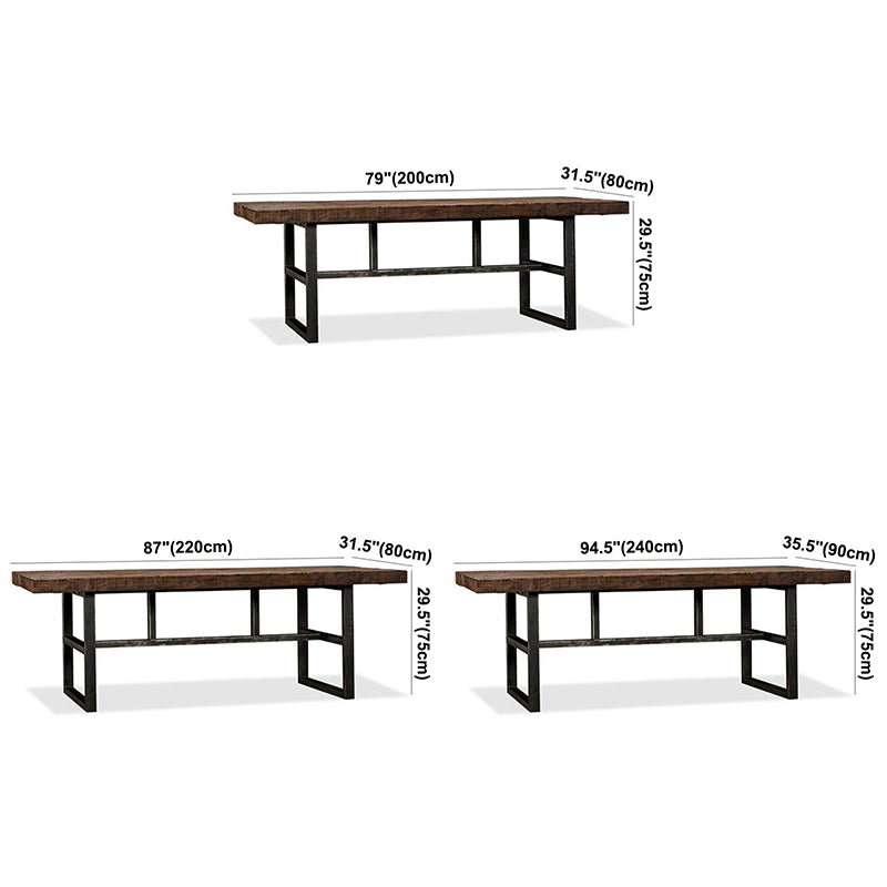 Contemporary Brown Kitchen Dining Table Rectangle Solid Wood Dining Table with Trestle Base Clearhalo ' dining_table' 'Dining Tables & Seating' 'Dining Tables' 'furn' 'furn_dining_table' 'Furniture' 'furniture_dining_table' 'Kitchen & Dining Furniture' 'kitchen&dining_furn' 'kitchen' 'kitchen_dining_table' 3600893
