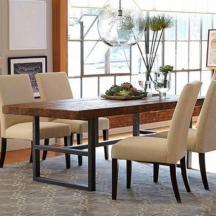 Contemporary Brown Kitchen Dining Table Rectangle Solid Wood Dining Table with Trestle Base Clearhalo ' dining_table' 'Dining Tables & Seating' 'Dining Tables' 'furn' 'furn_dining_table' 'Furniture' 'furniture_dining_table' 'Kitchen & Dining Furniture' 'kitchen&dining_furn' 'kitchen' 'kitchen_dining_table' 3600898