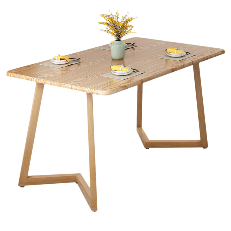 Simple Home Wood Dining Table Rectangle Shape Dining Table with Wood Pedestal Base Sled Natural Clearhalo ' dining_table' 'Dining Tables & Seating' 'Dining Tables' 'furn' 'furn_dining_table' 'Furniture' 'furniture_dining_table' 'Kitchen & Dining Furniture' 'kitchen&dining_furn' 'kitchen' 'kitchen_dining_table' 3600950