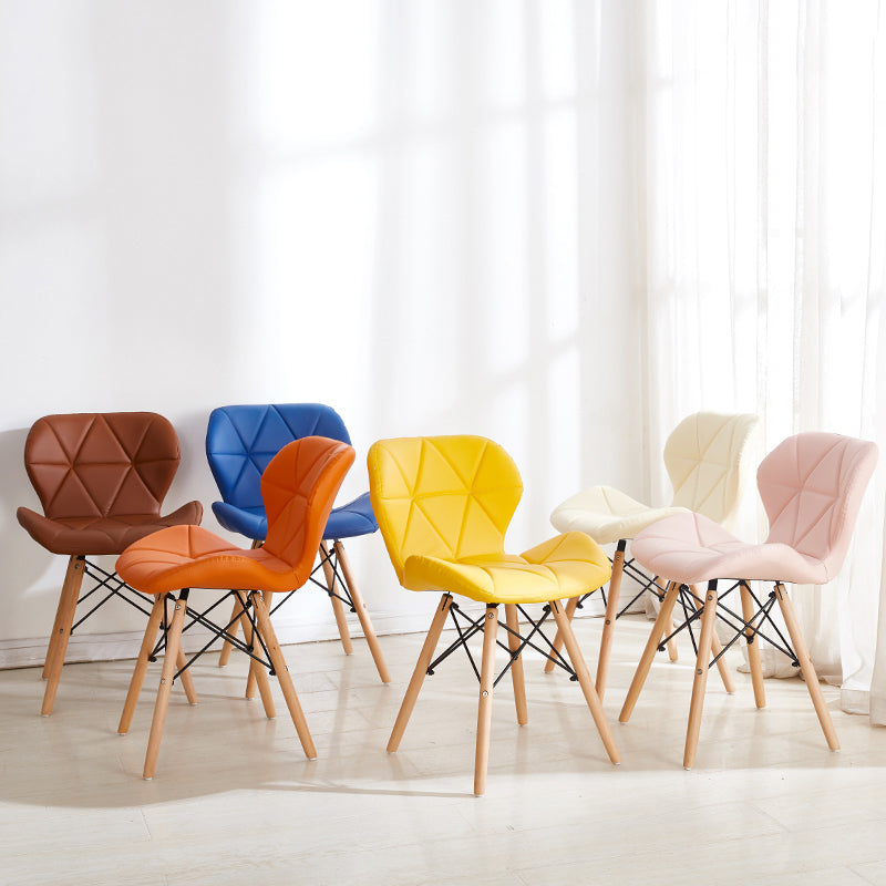 Glam Style Leather Dining Room Chair Multicolor Curved Side Chair for Home Clearhalo ' kitchen&dining_furn' 'Dining Chairs' 'Dining Tables & Seating' 'dining_chair' 'Furniture' 'furniture_dining_chair' 'Kitchen & Dining Furniture' 'kitchen' 3603291