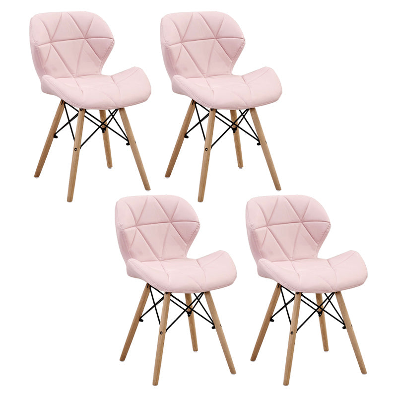 Glam Style Leather Dining Room Chair Multicolor Curved Side Chair for Home Pink Set of 4 Clearhalo ' kitchen&dining_furn' 'Dining Chairs' 'Dining Tables & Seating' 'dining_chair' 'Furniture' 'furniture_dining_chair' 'Kitchen & Dining Furniture' 'kitchen' 3603293