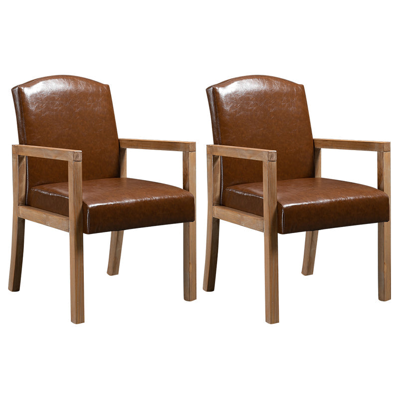 Contemporary Kitchen Square Dining Chair Parsons Dining Side Chair with Wooden Legs Coffee Leather 2 Piece Set Clearhalo ' kitchen&dining_furn' 'Dining Chairs' 'Dining Tables & Seating' 'dining_chair' 'furn' 'furn_dining_chair' 'Furniture' 'furniture_dining_chair' 'Kitchen & Dining Furniture' 'kitchen' 3621077