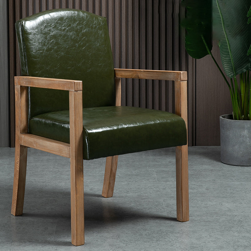 Contemporary Kitchen Square Dining Chair Parsons Dining Side Chair with Wooden Legs Blackish Green Leather 1 Piece Clearhalo ' kitchen&dining_furn' 'Dining Chairs' 'Dining Tables & Seating' 'dining_chair' 'furn' 'furn_dining_chair' 'Furniture' 'furniture_dining_chair' 'Kitchen & Dining Furniture' 'kitchen' 3621079
