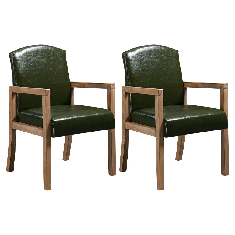 Contemporary Kitchen Square Dining Chair Parsons Dining Side Chair with Wooden Legs Blackish Green Leather 2 Piece Set Clearhalo ' kitchen&dining_furn' 'Dining Chairs' 'Dining Tables & Seating' 'dining_chair' 'furn' 'furn_dining_chair' 'Furniture' 'furniture_dining_chair' 'Kitchen & Dining Furniture' 'kitchen' 3621080