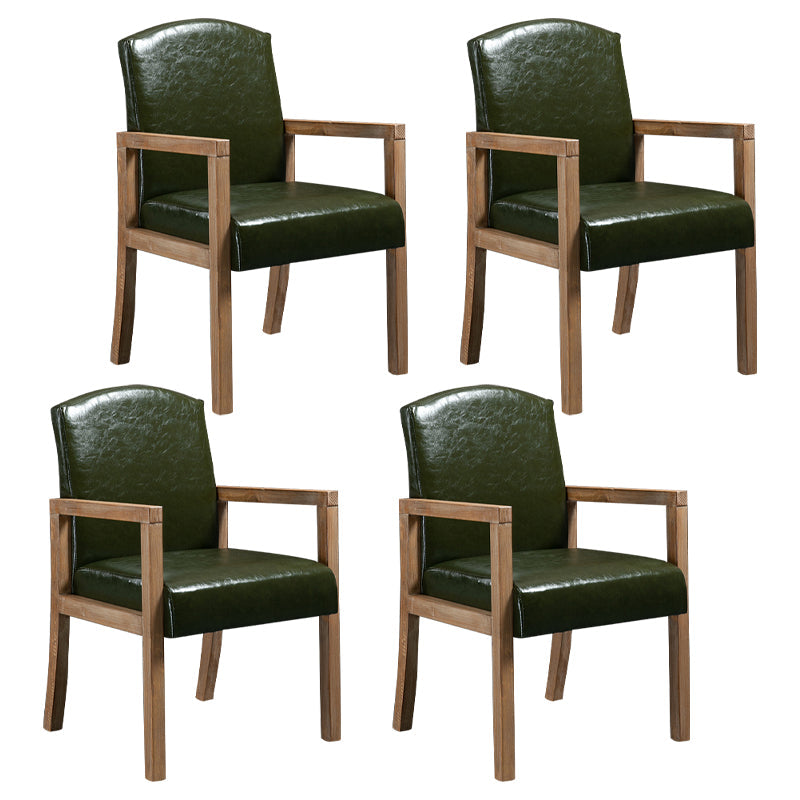 Contemporary Kitchen Square Dining Chair Parsons Dining Side Chair with Wooden Legs Blackish Green Leather 4 Piece Set Clearhalo ' kitchen&dining_furn' 'Dining Chairs' 'Dining Tables & Seating' 'dining_chair' 'furn' 'furn_dining_chair' 'Furniture' 'furniture_dining_chair' 'Kitchen & Dining Furniture' 'kitchen' 3621081