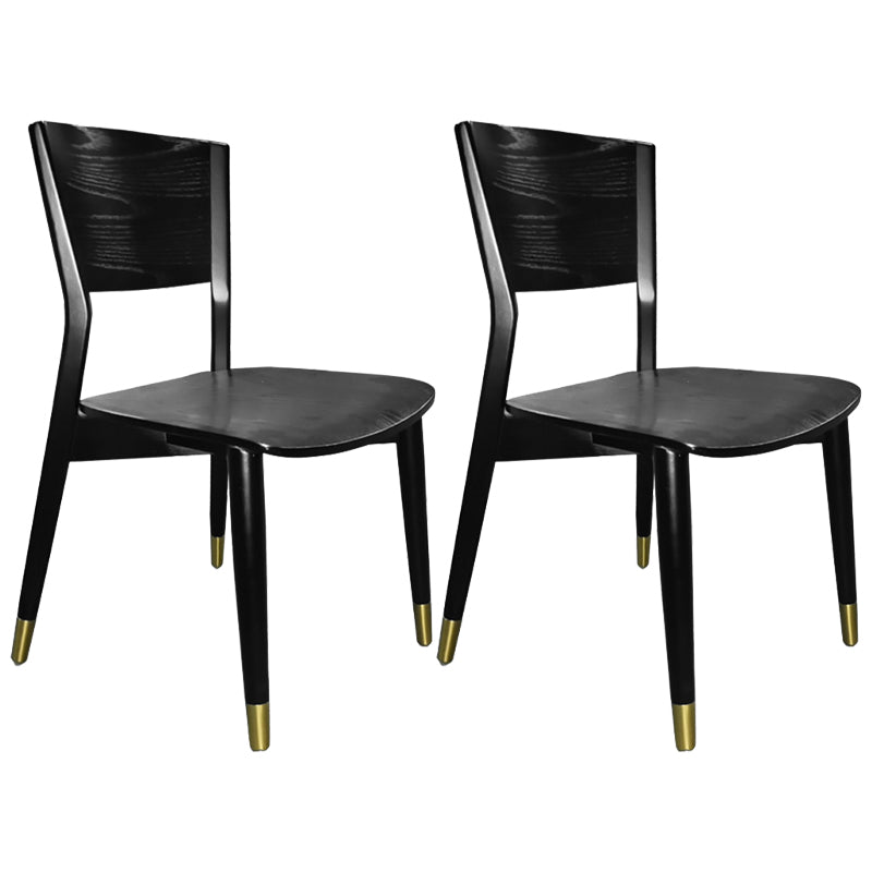 Contemporary Wood Side Dining Chairs Armless Open Back Dining Side Chair for Home Use Black-Gold 2 Piece Set Clearhalo ' kitchen&dining_furn' 'Dining Chairs' 'Dining Tables & Seating' 'dining_chair' 'furn' 'furn_dining_chair' 'Furniture' 'furniture_dining_chair' 'Kitchen & Dining Furniture' 'kitchen' 3621130