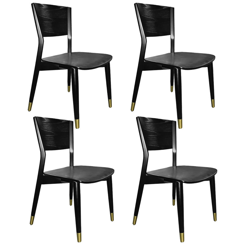 Contemporary Wood Side Dining Chairs Armless Open Back Dining Side Chair for Home Use Black-Gold 4 Piece Set Clearhalo ' kitchen&dining_furn' 'Dining Chairs' 'Dining Tables & Seating' 'dining_chair' 'furn' 'furn_dining_chair' 'Furniture' 'furniture_dining_chair' 'Kitchen & Dining Furniture' 'kitchen' 3621132
