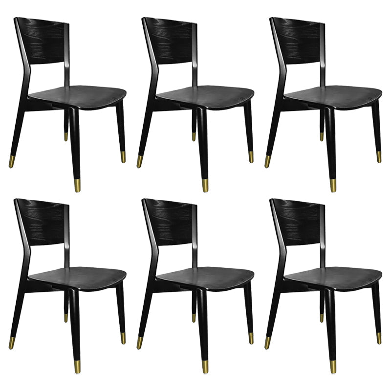 Contemporary Wood Side Dining Chairs Armless Open Back Dining Side Chair for Home Use Black-Gold 6 Piece Set Clearhalo ' kitchen&dining_furn' 'Dining Chairs' 'Dining Tables & Seating' 'dining_chair' 'furn' 'furn_dining_chair' 'Furniture' 'furniture_dining_chair' 'Kitchen & Dining Furniture' 'kitchen' 3621133