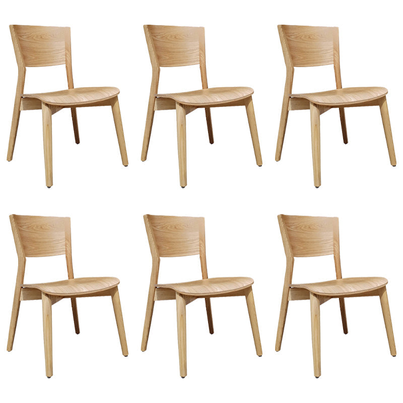 Contemporary Wood Side Dining Chairs Armless Open Back Dining Side Chair for Home Use Natural 6 Piece Set Clearhalo ' kitchen&dining_furn' 'Dining Chairs' 'Dining Tables & Seating' 'dining_chair' 'furn' 'furn_dining_chair' 'Furniture' 'furniture_dining_chair' 'Kitchen & Dining Furniture' 'kitchen' 3621139