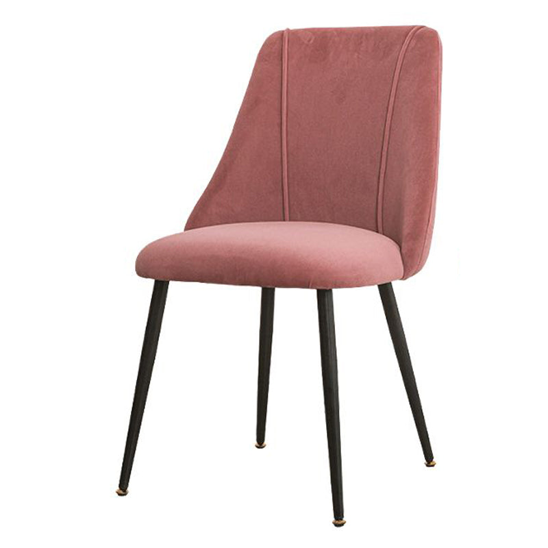 Modern Solid Back Kitchen Dining Side Chair Metal Upholstered Dining Side Chair Pink 1 Piece Black Clearhalo ' kitchen&dining_furn' 'Dining Chairs' 'Dining Tables & Seating' 'dining_chair' 'furn' 'furn_dining_chair' 'Furniture' 'furniture_dining_chair' 'Kitchen & Dining Furniture' 'kitchen' 3621145