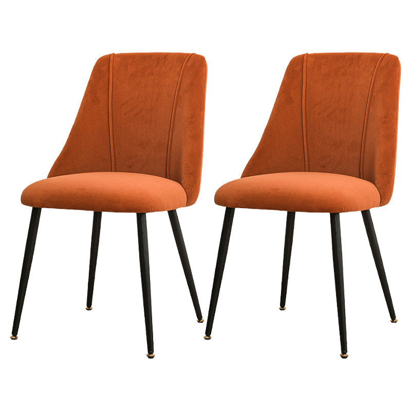 Modern Solid Back Kitchen Dining Side Chair Metal Upholstered Dining Side Chair Orange Yellow 2 Piece Set Black Clearhalo ' kitchen&dining_furn' 'Dining Chairs' 'Dining Tables & Seating' 'dining_chair' 'furn' 'furn_dining_chair' 'Furniture' 'furniture_dining_chair' 'Kitchen & Dining Furniture' 'kitchen' 3621151