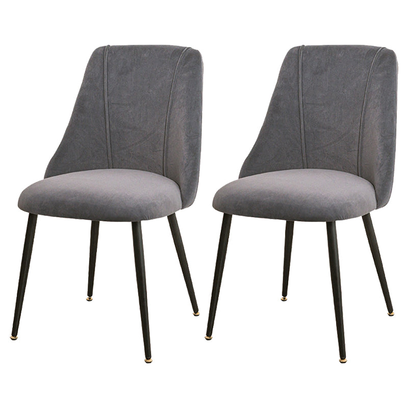 Modern Solid Back Kitchen Dining Side Chair Metal Upholstered Dining Side Chair Gray-Blue 2 Piece Set Black Clearhalo ' kitchen&dining_furn' 'Dining Chairs' 'Dining Tables & Seating' 'dining_chair' 'furn' 'furn_dining_chair' 'Furniture' 'furniture_dining_chair' 'Kitchen & Dining Furniture' 'kitchen' 3621157