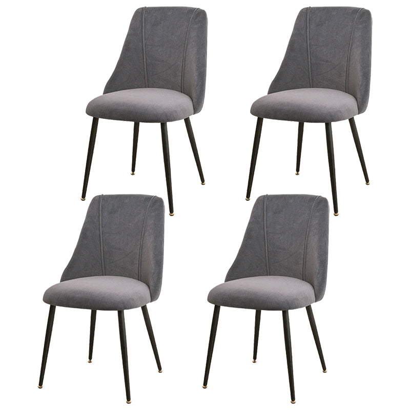 Modern Solid Back Kitchen Dining Side Chair Metal Upholstered Dining Side Chair Gray-Blue 4 Piece Set Black Clearhalo ' kitchen&dining_furn' 'Dining Chairs' 'Dining Tables & Seating' 'dining_chair' 'furn' 'furn_dining_chair' 'Furniture' 'furniture_dining_chair' 'Kitchen & Dining Furniture' 'kitchen' 3621158