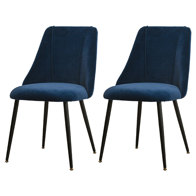 Modern Solid Back Kitchen Dining Side Chair Metal Upholstered Dining Side Chair Dark Blue 2 Piece Set Black Clearhalo ' kitchen&dining_furn' 'Dining Chairs' 'Dining Tables & Seating' 'dining_chair' 'furn' 'furn_dining_chair' 'Furniture' 'furniture_dining_chair' 'Kitchen & Dining Furniture' 'kitchen' 3621163
